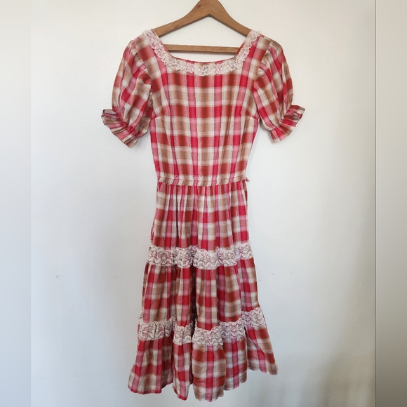 Vintage Dresses & Skirts - Vintage Rodeo Plaid Western Dress Small